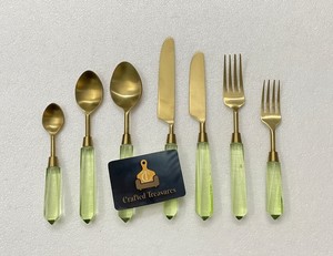 Modern Luxury Flatware Set Gold Finish Stainless Steel With <b>Acrylic</b> Handles For Wedding Tableware Dinnerware Utensil Set - Product Image 6