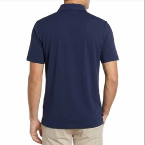 Camiseta Polo de Manga Corta para Hombre, Color Azul Marino Sólido, Poliéster, Corte Regular, Informal, Tejido Transpirable, Diseño Personalizado, Venta al Por Mayor - Product Image 3