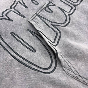 เสื้อฮู้ดโอเวอร์ไซส์สีเทา ผ้าฝ้ายเฟรนช์เทอร์รี่ พิมพ์ลายตัวอักษร ดีไซน์กระเป๋าเสื้อ สวมใส่สบายๆ สำหรับฤดูใบไม้ร่วง ทรงผู้ชาย - Product Image 5