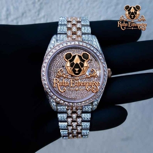 Luxury <b>Men</b>’s Stone Accent Quartz Timepiece with Moissanite Detailing Stainless Steel Case Crystal Dial Contemporary Wristwear - Product Image 4