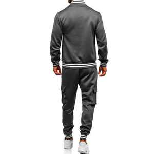 Ensemble de survêtement en cuir PU pour homme, 2 pièces, coupe slim, veste zippée et pantalon, tenue de haute qualité - Product Image 5