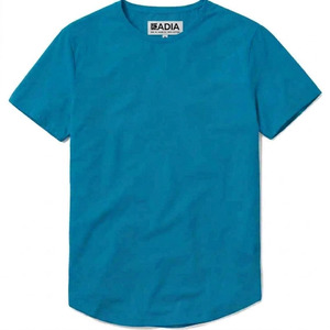 Camiseta de algodón de manga corta de color liso para hombre KADIA, corte regular, cuello redondo, informal, de punto, azul - Product Image 1
