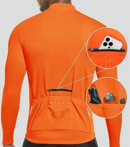 Orange Color Cycling Jersey Windproof Road Mountain <b>Bike</b> Cycling Jerseys <b>Jacket</b> Training Riding Clothing <b>Bike</b> Long Sleeve Jersey - Product Image 2