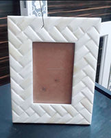 Cadre photo géométrique indien en os incrusté, 5x7, fait main, tendance, durable, décoration d'intérieur, MDF et résine, cadeau d'affaires, un best-seller intemporel