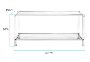 Console moderne en acrylique avec pieds effet verre transparent, longue table de réception, meuble d'entrée pour salon et maison - Product Image 4