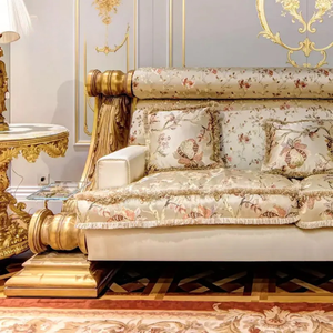 Ensemble de canapés sectionnels de luxe en bois de mahogany massif, sculptés à la main et rembourrés, pour salon, hôtel ou villa - Product Image 4