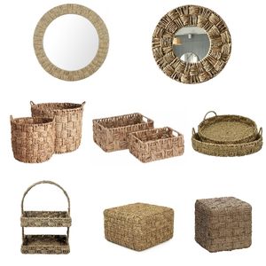 BRICK TONE Earthy Wicker Water Hyacinth Seagrass Single Eco-Friendly Multifunction Serving Tray Tableware Storage Home Dcor - Product Image 1