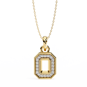 Collar con Colgante de Inicial Octogonal de Lujo Chapado en Oro de 14K, con Diamantes Cultivados en Laboratorio, Engaste de Bisel, Letra Personalizada, Certificado de Laboratorio - Product Image 1