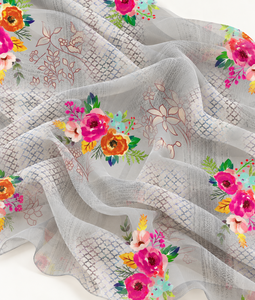Tela de Chifón Pura Cottage Meadow, Color Crema Romántico, Terracota Mate, Floral, Lisa, Tejido Transparente para Niñas - Product Image 2