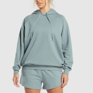 Ensemble 2 pièces pour femme : Sweat à capuche court épais 100 % coton et short de jogging uni, idéal pour l'automne, l'hiver et les activités de plein air - Product Image 6