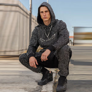 Wholesale <b>Rhinestone</b> Sweatsuits Women Stand Collar Zipper <b>Rhinestone</b> <b>Jacket</b> Jogger Pants Set Street <b>Rhinestone</b> Tracksuits Womens - Product Image 5