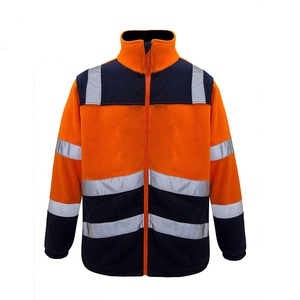Veste en polaire orange fluorescente TriPro Sports haute visibilité ANSI/EN ISO Classe 2 avec logo LED clignotant pour la sécurité sur les chantiers de construction - Product Image 1
