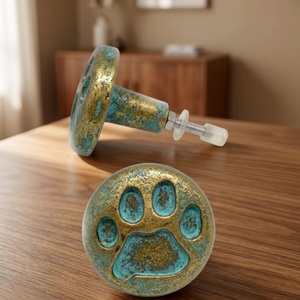 <b>Rustic</b> Industrial Paw Print Cabinet Knob Cast Iron Eco-Friendly Novelty Shape Easy Installation for Dresser Furniture Handle - Product Image 1