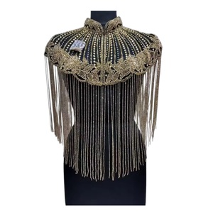 2026 Elegant Vintage Beaded Mesh Lace <b>Cape</b> for <b>Women</b> Rhinestone 100% Cotton Fabric Best Price From India - Product Image 1