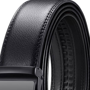 Ceinture automatique en cuir véritable, couleur unie, en cuir de vachette, boucle rectangulaire en fer, style décontracté, durable, écologique, robuste - Product Image 4