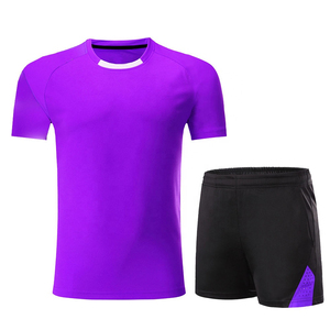 Men's Blue Short Sleeve Crew Neck Moisture Wicking <b>T</b>-<b>Shirt</b> With Black Elastic Waist Shorts Set - Product Image 2