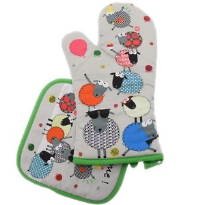 Ensemble de gants de cuisine et de protège-plat en coton, résistants à la chaleur, avec logo personnalisé, pour barbecue et four, pour chef cuisinier - Product Image 3