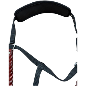 Braided Leather Horse <b>Halter</b> with Padded Crown Adjustable Nylon Rope Design Durable Cob Full Size Riding - Product Image 2