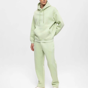 Conjunto Deportivo para Hombre, Sudadera con Capucha Verde Claro, Ropa Deportiva Informal de Otoño, Algodón, Corte Holgado, con Bolsillos Laterales - Product Image 4
