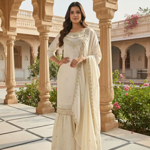 Conjunto de traje Sharara Fendy con bordado elaborado Royal Elegance y dupatta - Product Image 1