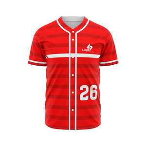 Maillot de baseball d'équipe pour adulte LUUK personnalisé, imprimé, respirant, à séchage rapide, 100 % polyester, col en V, manches courtes, fermeture entièrement boutonnée - Product Image 5