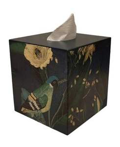 Tissue Box Napkin Holder in Wood With Floral Sticker Print Design for Restaurant Hotel Table Top Use Napkin Box at Wholesale - Product Image 1
