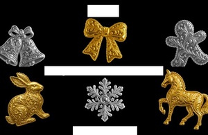 Vintage Brass Metal Christmas Ornament Set Carved Holiday Wall Decor Hanging Decoration Gift Decor - Product Image 6