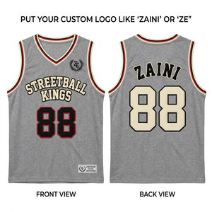 Maillot de basketball pour homme 220 GSM 100% polyester gris avec broderie personnalisée en twill et impression par sublimation respirant et à séchage rapide - Product Image 1