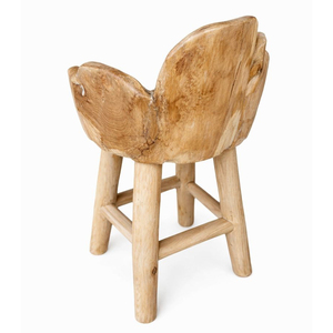 Taburete de Bar Giratorio de Lujo, Rústico, Estilo Granja, Tallado a Mano, Ergonómico, de Madera de Raíz de Teca Natural, Sostenible y de Primera Calidad - Product Image 3