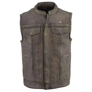 Men's Genuine <b>Leather</b> Vest <b>Sleeveless</b> Motorcycle Adults Custom Wholesale ODM Biker <b>Jacket</b> Vintage Casual Premium Outerwear 2026 - Product Image 1