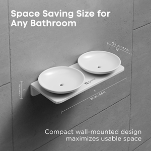 Double Round Soap Dish Wall Mounted Dual Layer Glass <b>Tray</b> Metal Holder Heavy Duty Bathroom Storage Rack Circular Hardware Set - Product Image 4