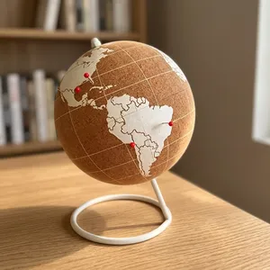 Globo Terráqueo de Corcho Ecológico con Soporte Metálico, Diseño Tradicional Giratorio de Primera Calidad, Decoración para Sala de Estar o Escritorio - Product Image 5