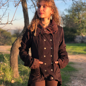 Victorian Fleece Coat Steampunk Festival <b>Jacket</b> with Lace Womens Warm <b>Gothic</b> Inspired Winter Outerwear - Product Image 1