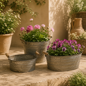 Galvanized Iron Planter Set of 2 Stylish Hexagon Embossed Design Durable Rust Resistant <b>Pots</b> <b>For</b> Indoor And Outdoor Decor - Product Image 6
