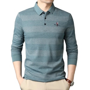 2025 nueva marca de moda de gama alta Casual cuello vuelto manga larga para polos para hombres Jersey diseñador bordado Top a rayas - Product Image 1