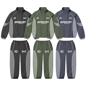 Ensemble de survêtement en nylon surdimensionné pour homme, veste coupe-vent réfléchissante zippée, ensemble de jogging, fabricant OEM en gros - Product Image 1