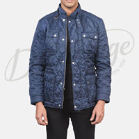 Veste matelassée bleu marine de qualité supérieure pour homme, coupe ajustée, multi-poches, rembourrée, classique, décontractée, fermeture éclair, manteau d'hiver