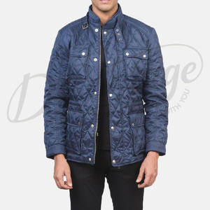 Chaqueta acolchada de hombre, color azul marino premium, con diseño de diamantes, múltiples bolsillos, corte ajustado, acolchada, clásica, informal, con cierre de cremallera, para invierno. - Product Image 5