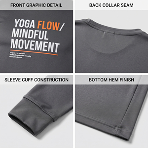 T-shirt de yoga à manches longues pour homme, personnalisé OEM, séchage rapide, coupe ajustée, haut d'entraînement en tricot Spandex Polyester, sous-vêtement technique pour homme - Product Image 6