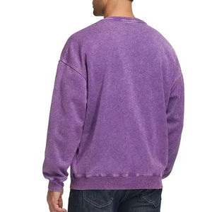 Plain Solid Regular Fit Crew Neck <b>Men</b> Acid Wash 100% Cotton Eco-Friendly Winter Sweatshirt Custom Size Design Wholesale - Product Image 2