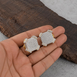 Boucles d'oreilles clous en argent sterling 925 avec moissanite et diamants, bijoux de luxe pour homme, personnalisées, style bling-bling - Product Image 4