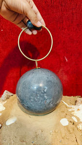 Indian Luxury dark <b>grey</b> Resin Sphere Clutch <b>Handbag</b> with Brass Ring Handle Evening Party Wedding Women Clutch <b>handbag</b> - Product Image 4