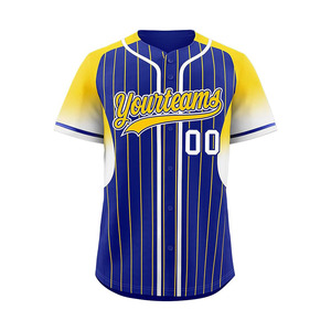 Maillot de baseball personnalisé à rayures pour hommes, femmes et jeunes, chemise de softball boutonnée, nom d'équipe, numéro et logo personnalisés - Product Image 1