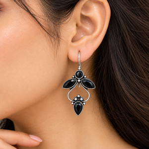 Wholesale Oxidized Silver <b>Black</b> <b>Onyx</b> Fashion <b>Earrings</b> | Handmade Boho Ethnic Dangle Jewelry - Product Image 5