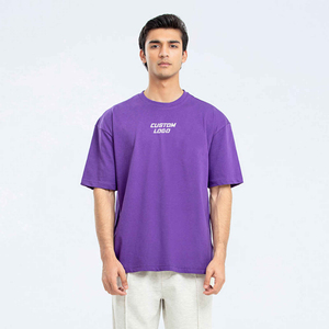 เสื้อยืดโอเวอร์ไซส์ ROCKHINT ผ้าฝ้าย 100% พิมพ์ลายโลโก้ ไซส์พลัส สำหรับผู้ชาย ตัวใหญ่และสูง ทรงหลวม - Product Image 1