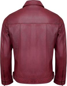 Nouvelle veste en cuir véritable légère pour homme, coupe classique avec col montant, manteau d'hiver tendance avec logo frontal - Product Image 6