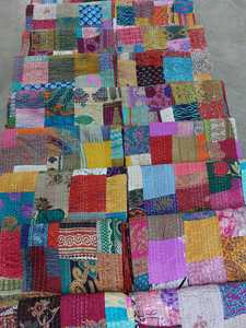 <b>Indian</b> Handmade Vintage Kantha <b>Quilt</b> Patchwork Bedspread Reversible Eco-Friendly Washable Silk Cotton for Home & Hotel - Product Image 5