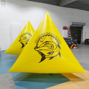 Boué<span class=keywords><strong>e</strong></span> triangulaire gonflable géante de 2 m avec texte personnalisé, boué<span class=keywords><strong>e</strong></span> lumineuse LED gonflable pour la publicité/les événements marins/l'affichage sur bateau - Product Image 2