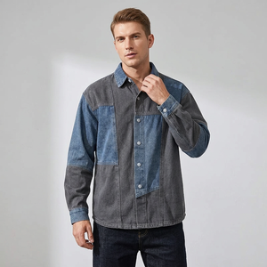 Camisa de Mezclilla Personalizable para Hombre, Ecológica, con Parches, Manga Larga, Corte Regular, Cuello Clásico, Casual, Lavado a la Piedra, Tejido Transpirable - Product Image 4