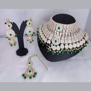 24K Gold Plated Kundan Stone Bridal <b>Necklace</b> Set & Earring Set - Product Image 1